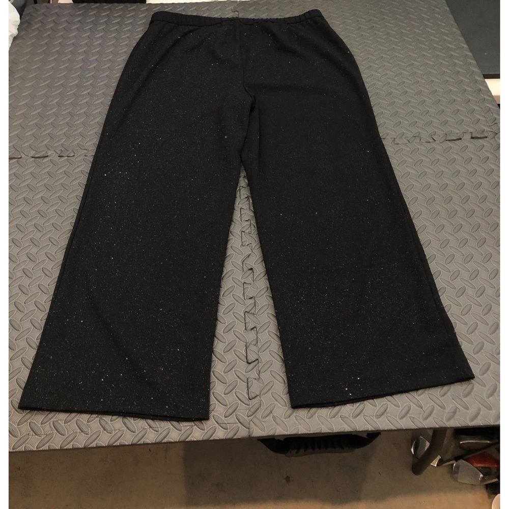 Talbots Pants Womens 2X Black Sparkly Glitter Wide Leg Knit Pull On Plus Size - Picture 3 of 8